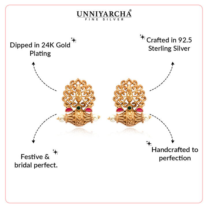 Silver 925 Peacock Stud Silver Earrings