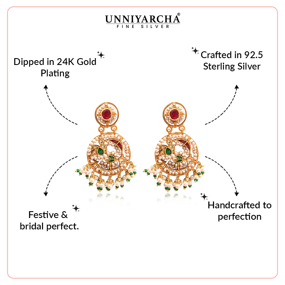 Silver 925 Parrot Chand Bali Earrings