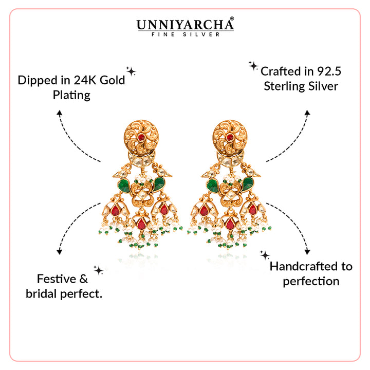 Parrot Silver 925 Chandeliers Earrings