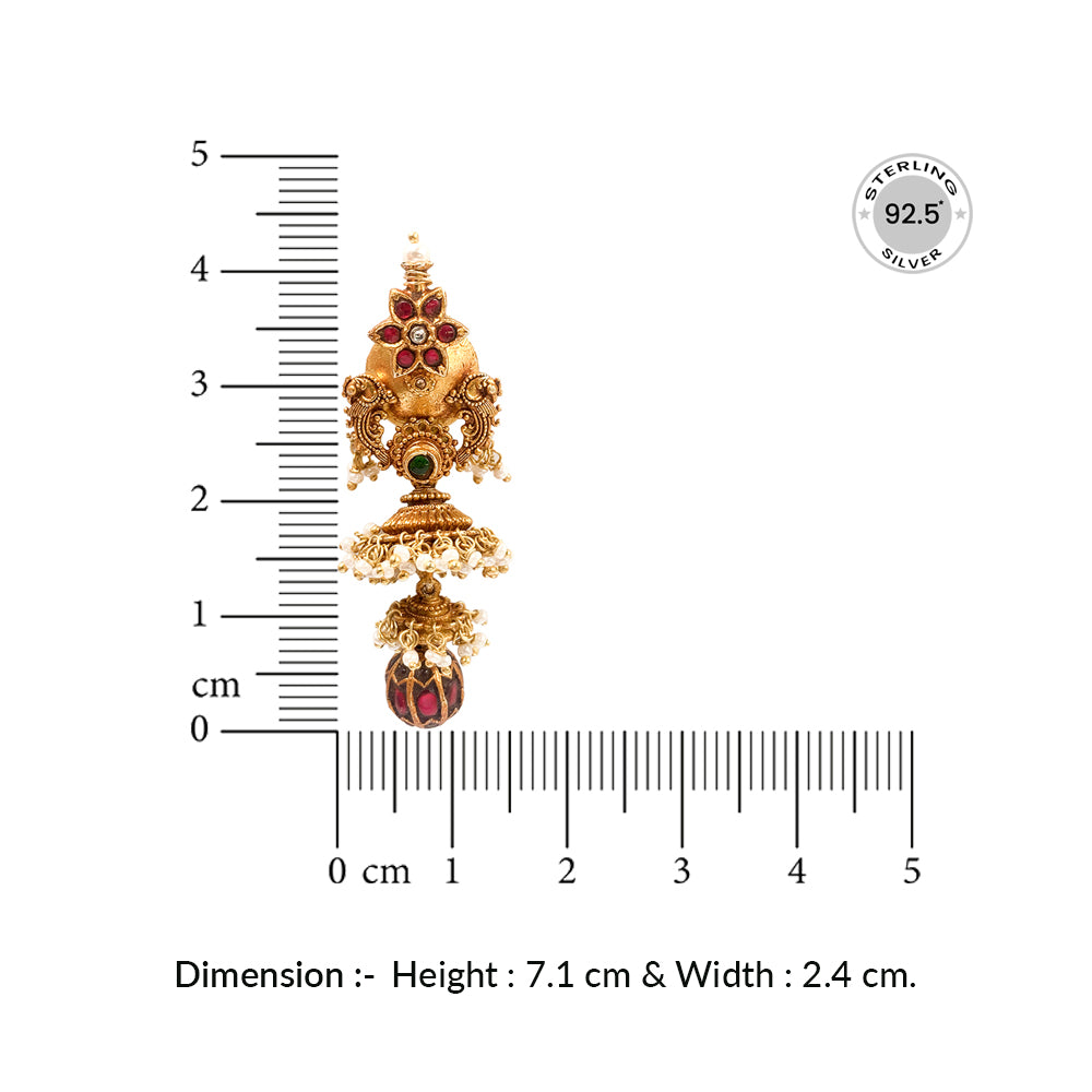 Silver 925 Peacock Temple Jhumka Earrings