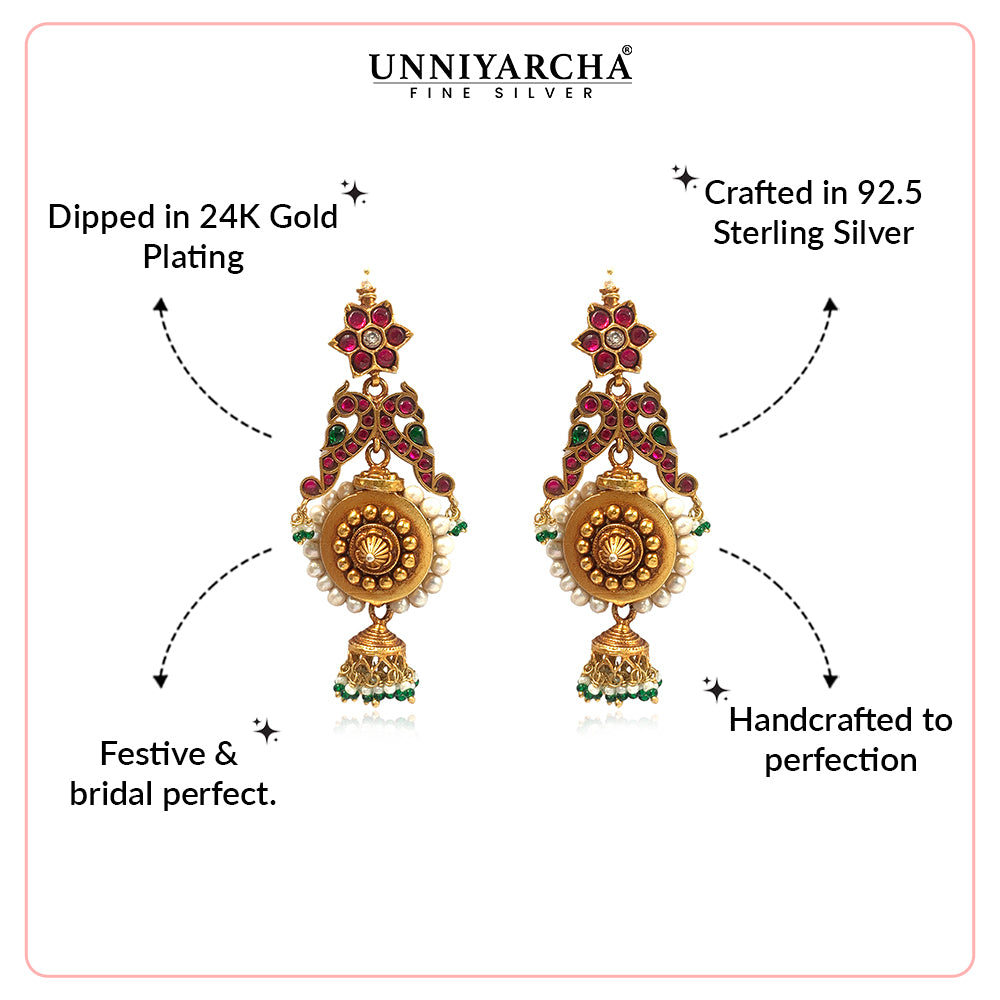 Silver 925 Peacock jhumka Earrings