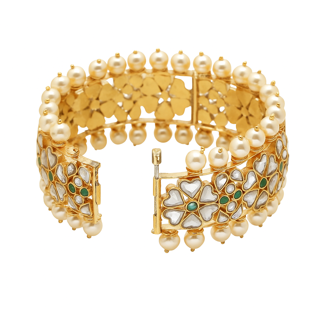 Silver Gold Plated jadau bangle