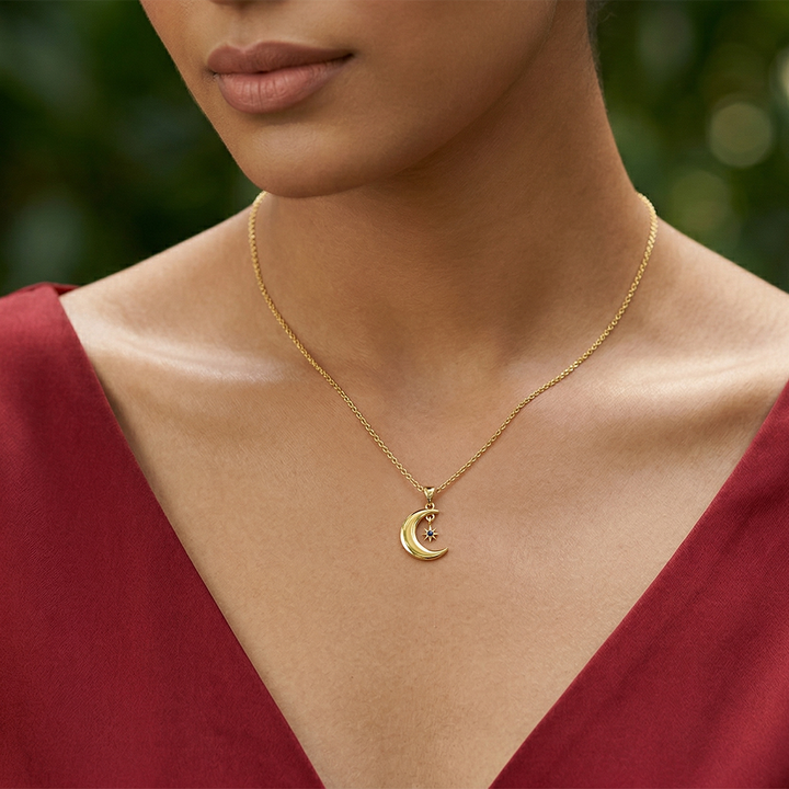 Silver Indigo Moon Necklace