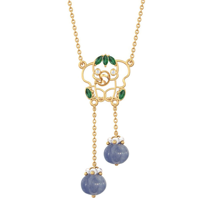 925 Pure Silver Elephant & Lavender lariat Necklace