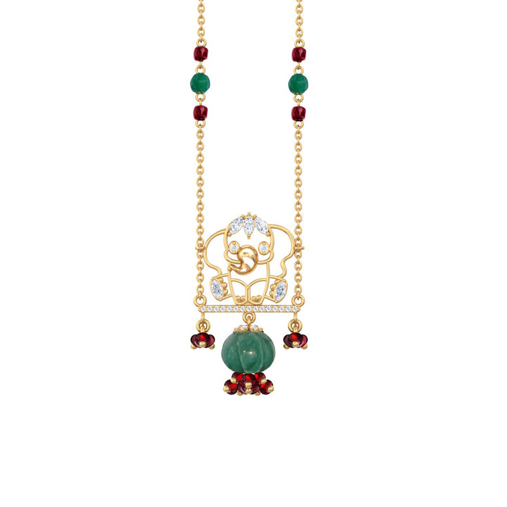 925 Pure Silver Elephant & Gemstone Floral Necklace