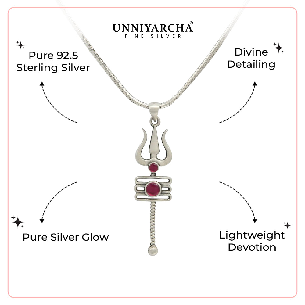 Silver 92.5 Mens Trishul pendant