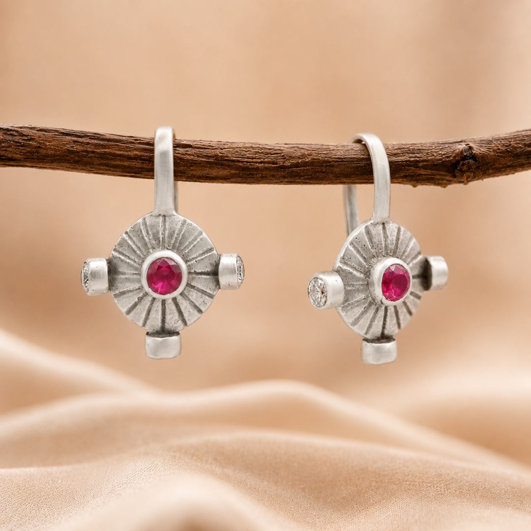 Vishnu Chakra Pure 925 Silver Ear clips
