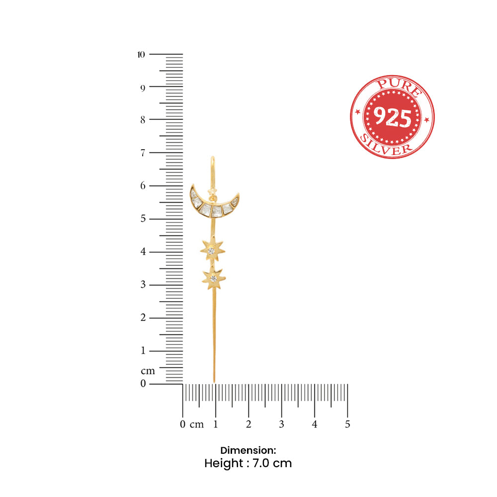 Silver Moon Star Earcuff