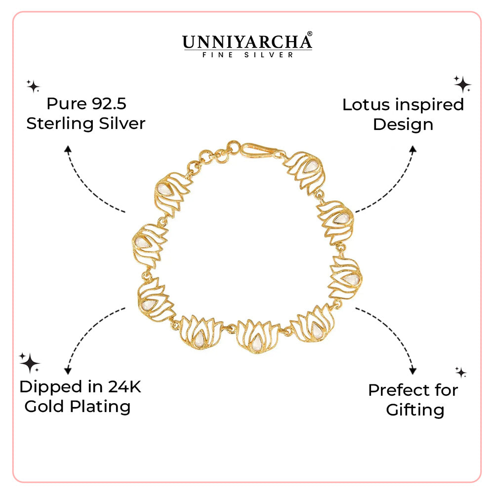 Gold Plated Silver Lotus Bracelet