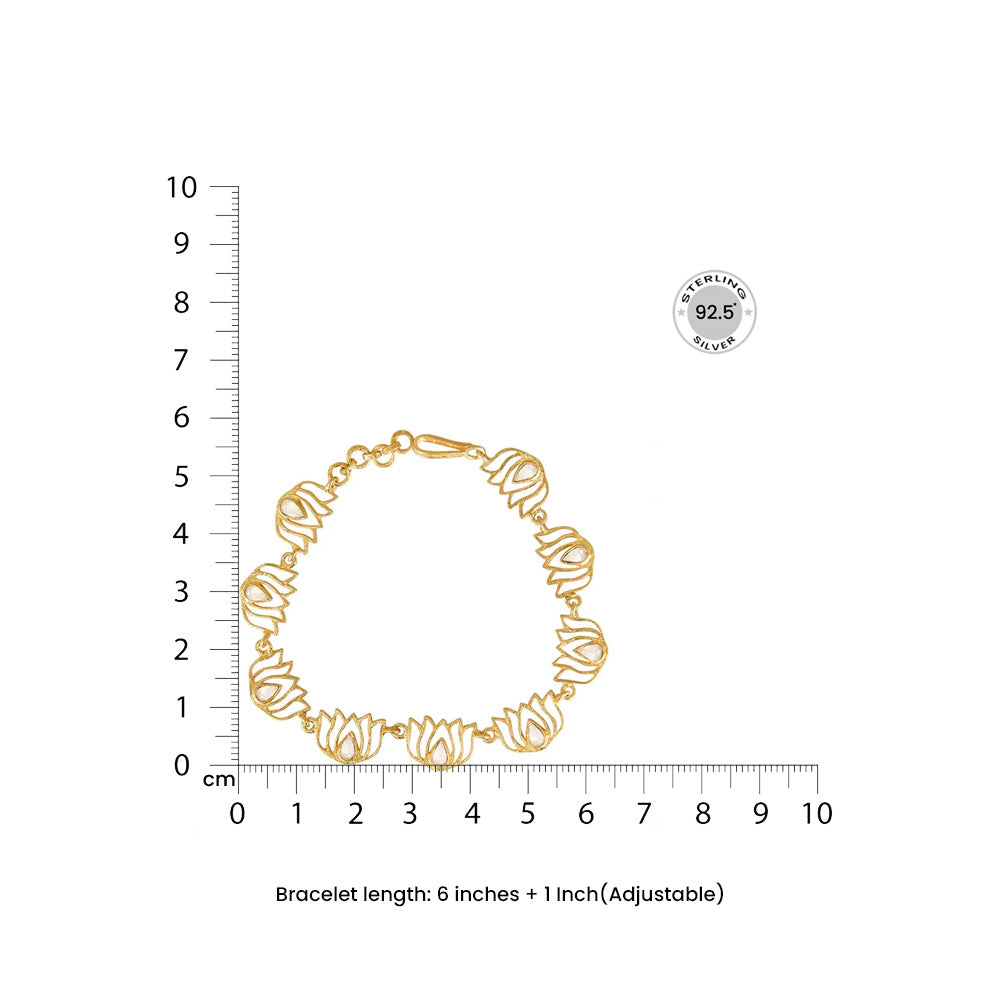 Gold Plated Silver Lotus Bracelet