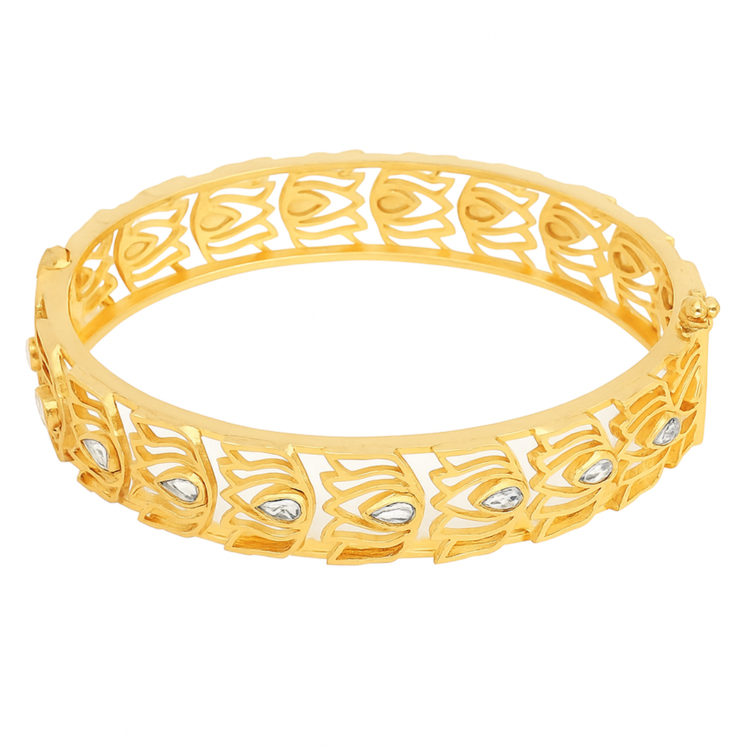 Lotus Gold Plated Silver Bangles (Single)