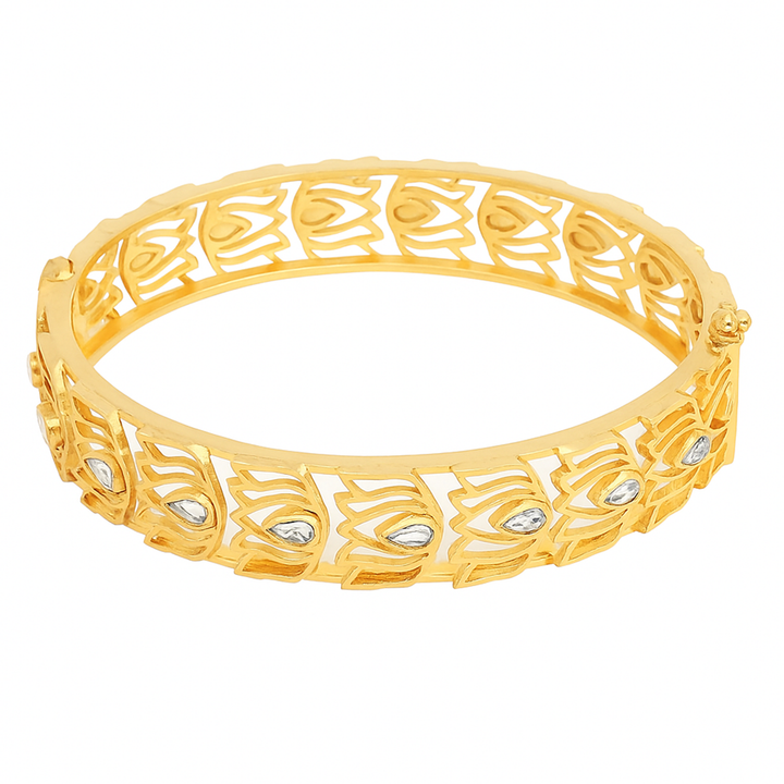 Lotus Gold Plated Silver Bangles (Single)