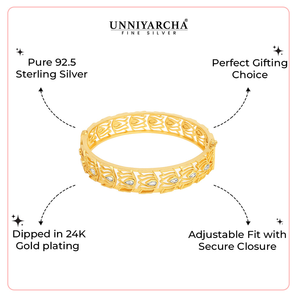 Lotus Gold Plated Silver Bangles (Single)
