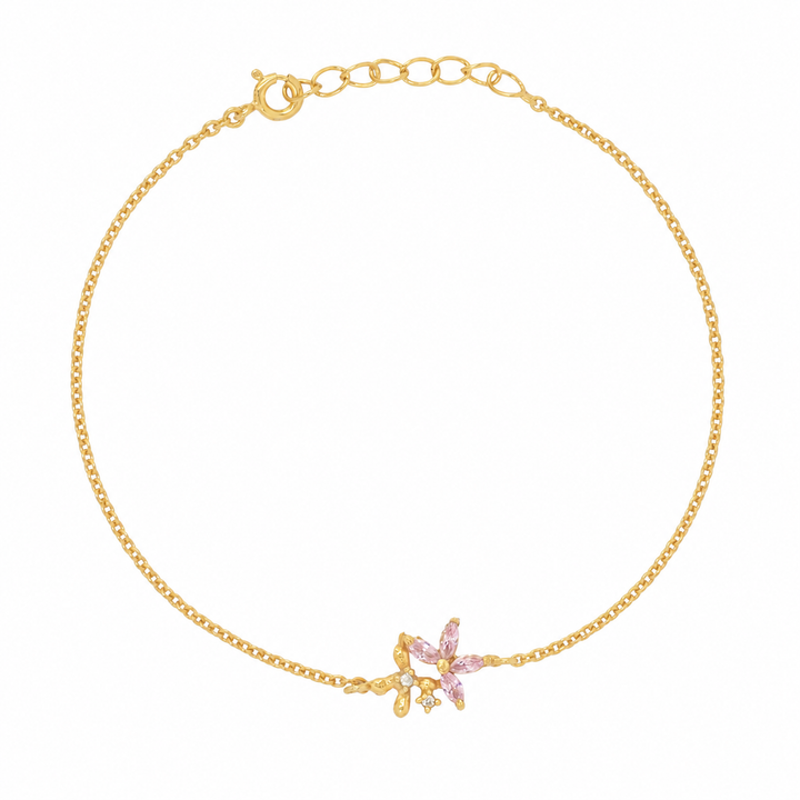 925 Sterling Silver Pink Floral Bracelet