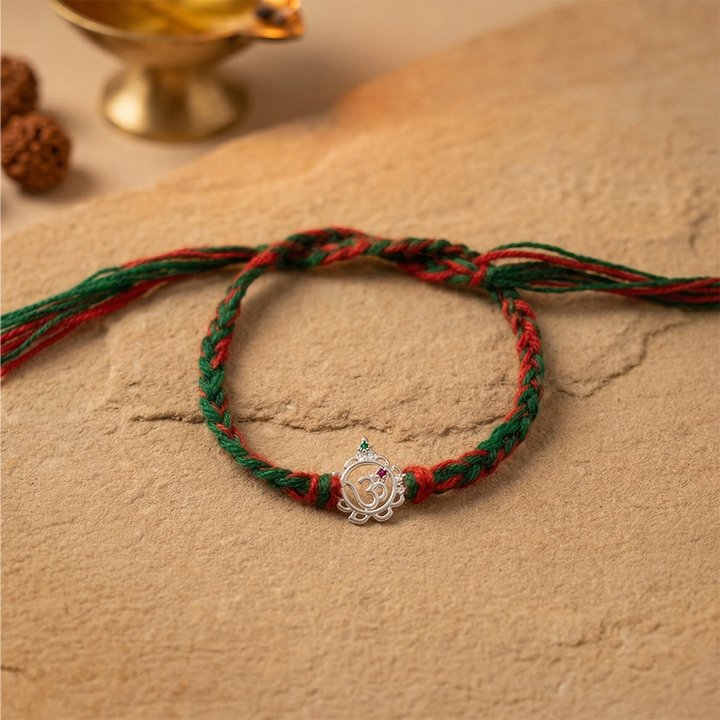 Unniyarcha 925 Pure Silver Om and Sudarshan Chakra bracelet