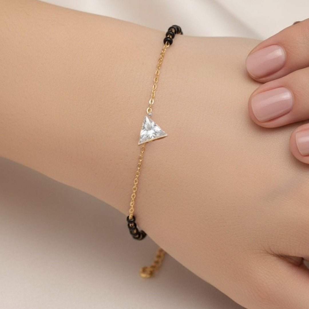 Triangular ZIrcon Mangalsutra Silver Bracelet