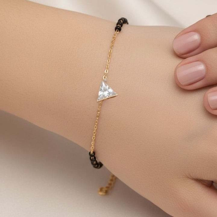 Triangular ZIrcon Mangalsutra Silver Bracelet