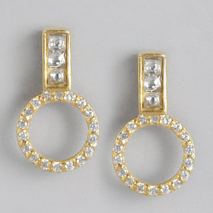 92.5 Silver Round Zircon Stud Earrings