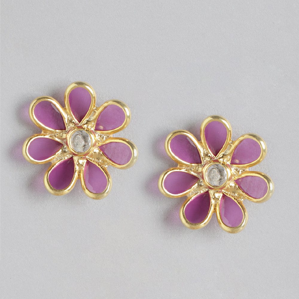 92.5 Silver Red Hydro Flower Stud Earrings