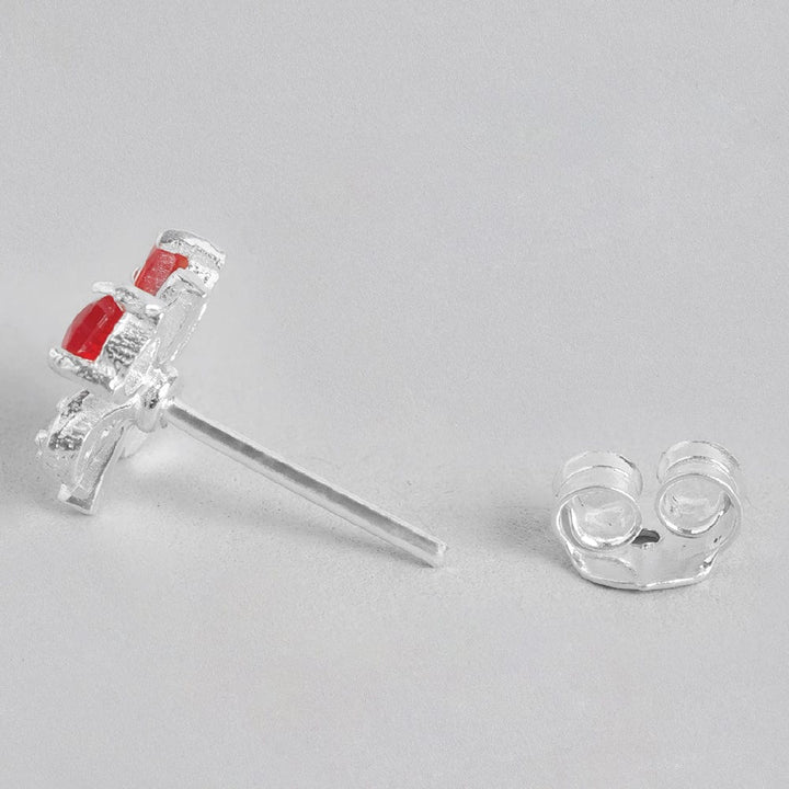 Silver Red Sparkle Earring