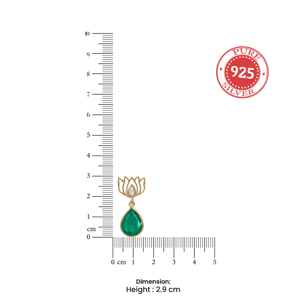 925 Sterling Silver Green Lotus Earring