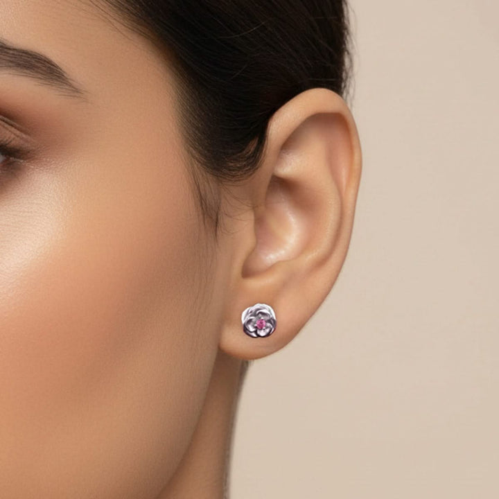 Silver Rose Stud Earrings