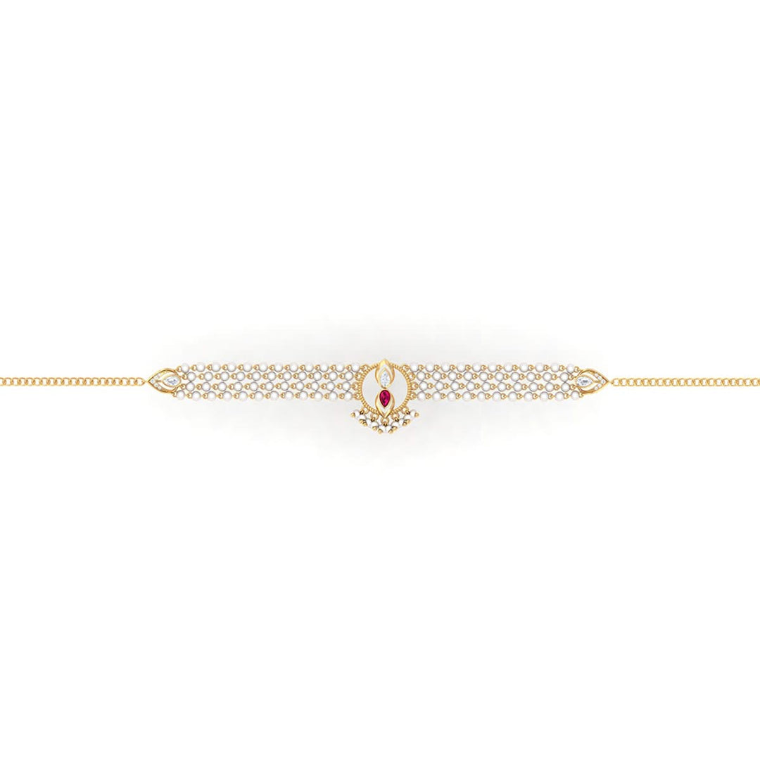 925 Pure Silver Gold-Plated Heirloom Pearl Choker Necklace