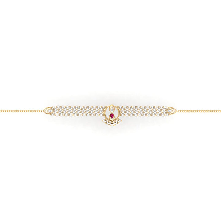 925 Pure Silver Gold-Plated Heirloom Pearl Choker Necklace