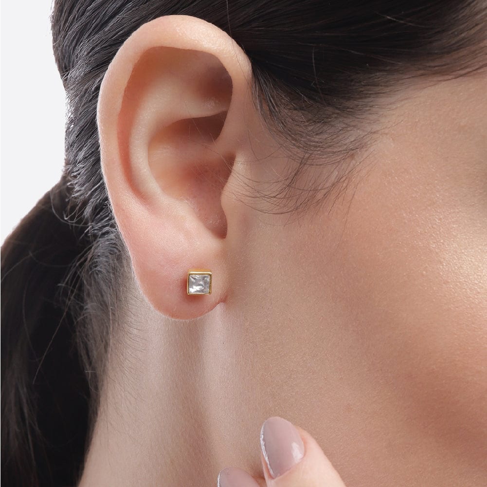 92.5 Silver Cubic Stud Earrings