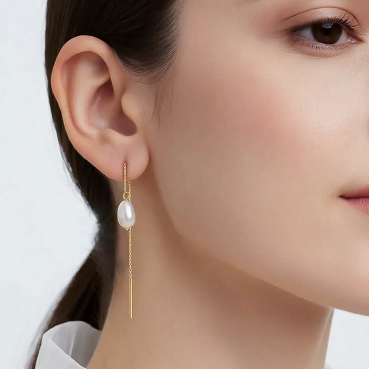 Silver Pearl Sui dhaga Earring