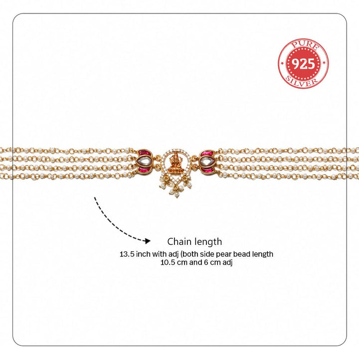 Silver Dhan Lakshmi Kundan Pearl Choker Necklace