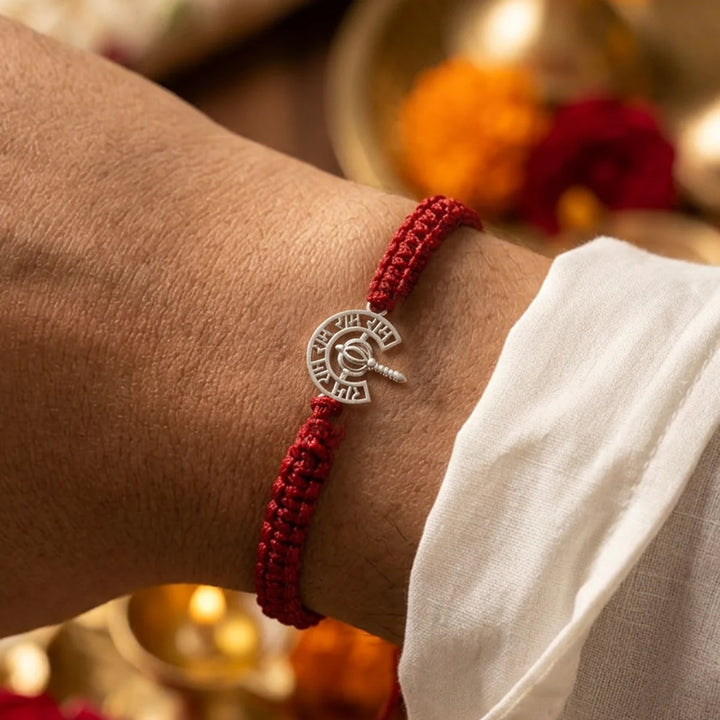 Silver Ram and Hanuman gada Unisex Bracelet