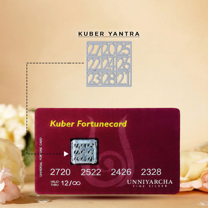 Kuber Fortunecard - 925 Sterling Silver Kuber Yantra (Wallet Card)