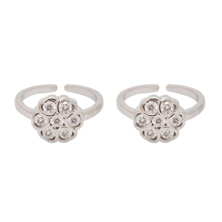 Silver Shining Flower Toe Ring