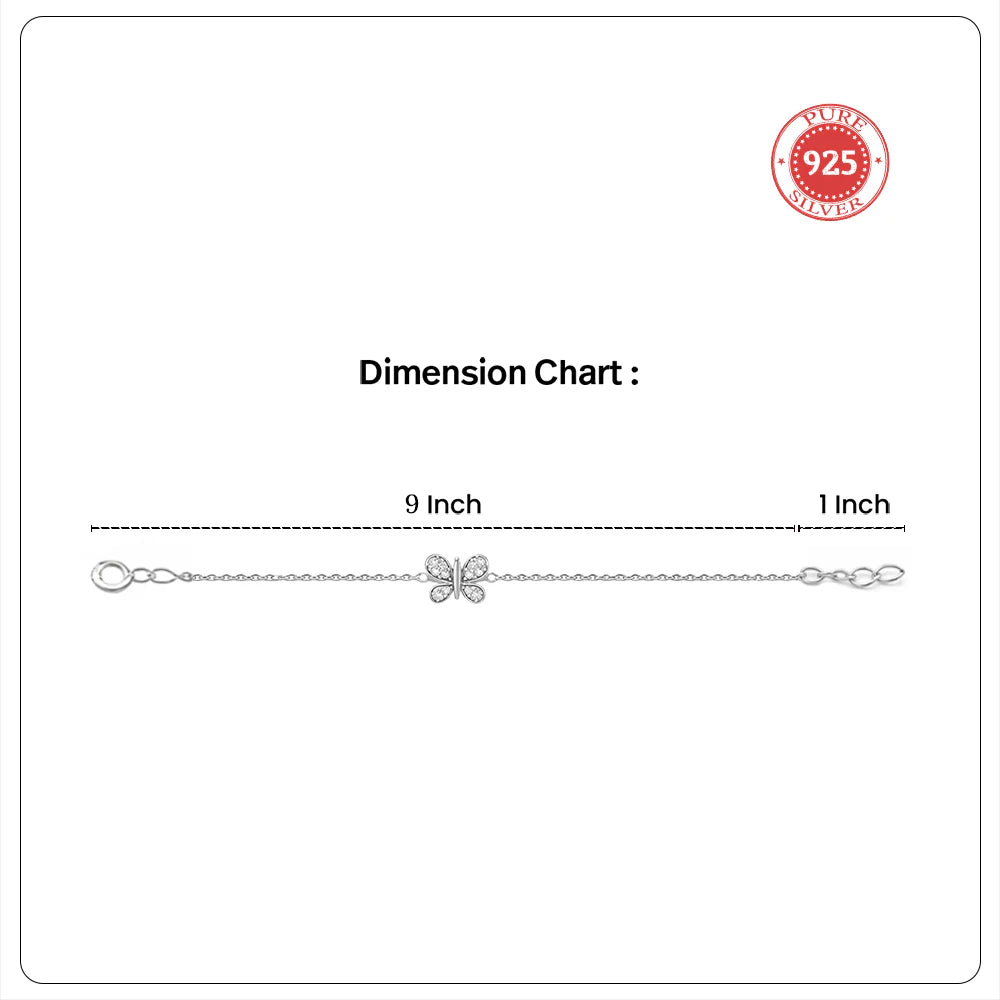 Unniyarcha 925 Pure Silver Butterfly Anklet