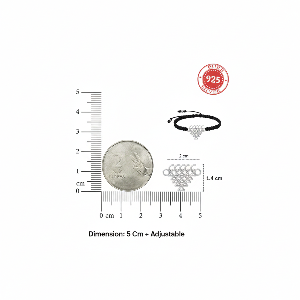 925 Pure Silver Saraswati Yantra men Bracelet