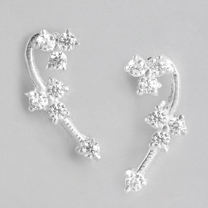 Silver Minimal Zircon Earring