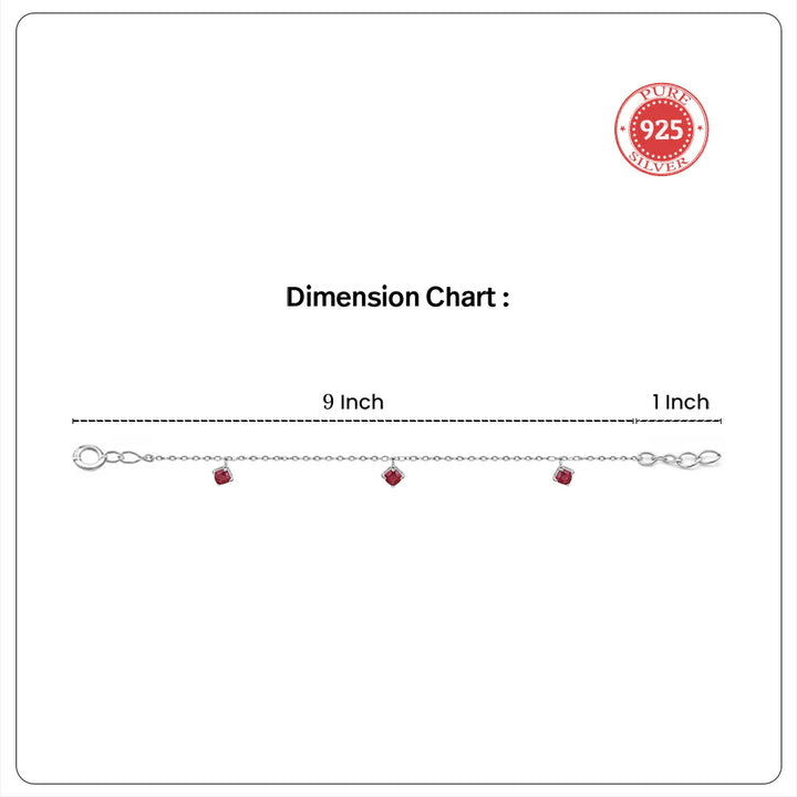 Unniyarcha 925 Pure Silver Red Zircon Anklet