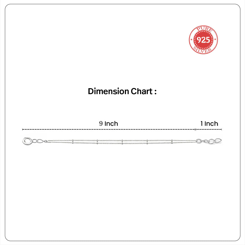 Unniyarcha 925 Pure Silver Two line Chain Anklet - Single