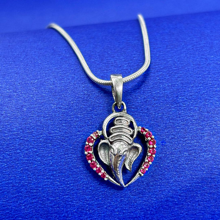 Sterling Silver Ganpati Heart Pendant and Chain