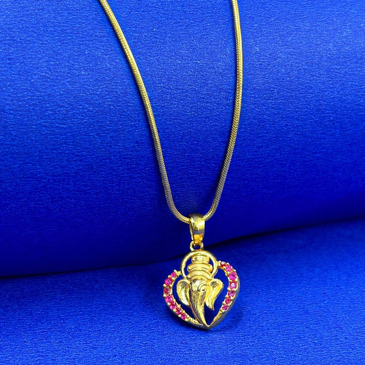 Sterling Silver Ganpati Heart Pendant and Chain