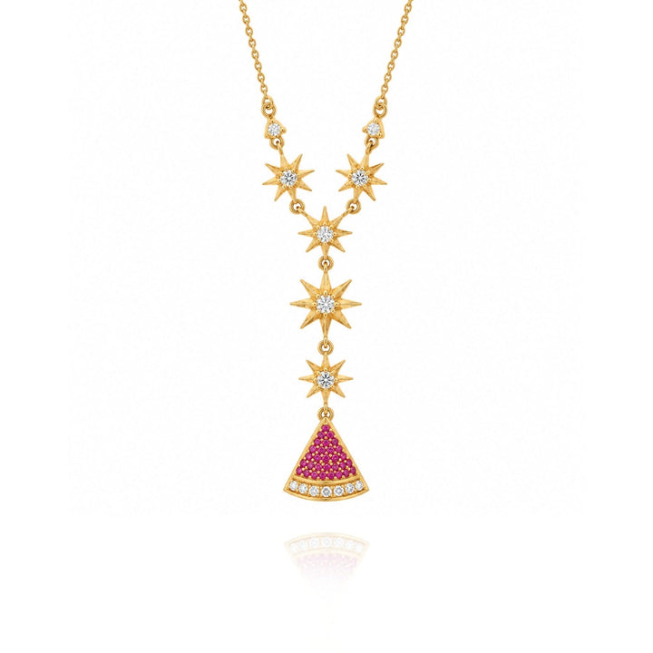24kt Gold Plated 925 Pure Silver Patakha Anar Starburst Y-Necklace