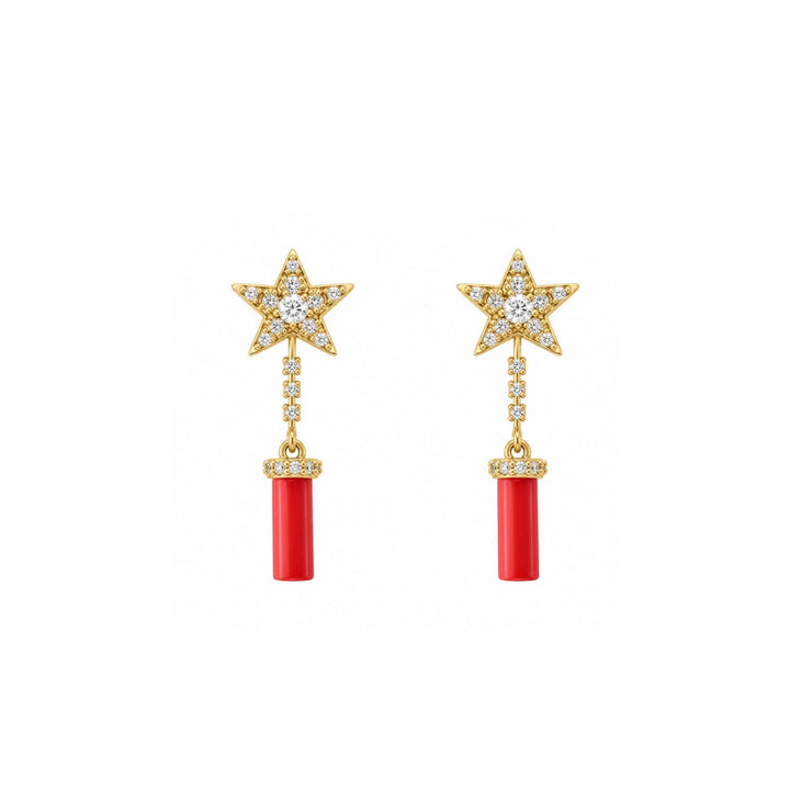 24kt Gold Plated 925 Pure Silver Patakha Sitara Shot Drop Earrings
