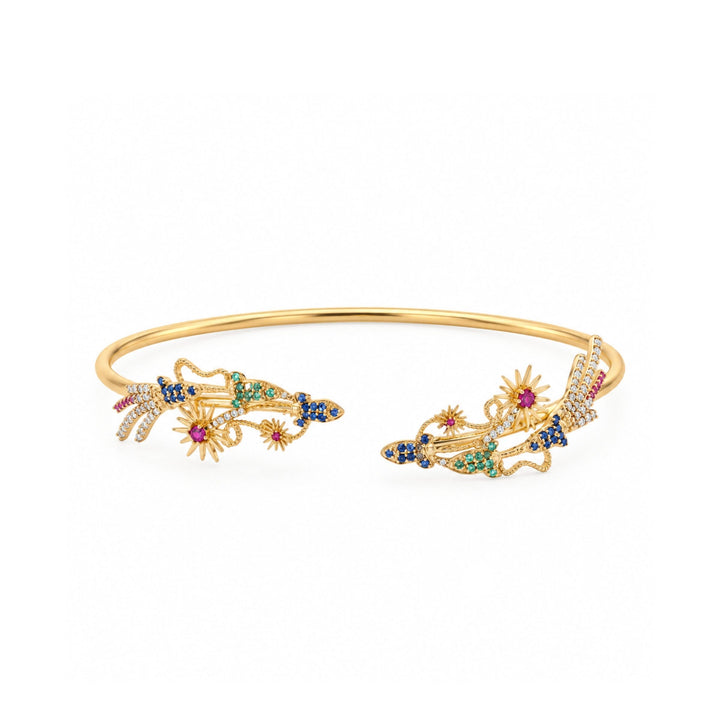 24kt Gold Plated 925 Pure Silver Patakha Fireworks Open Cuff Bangle