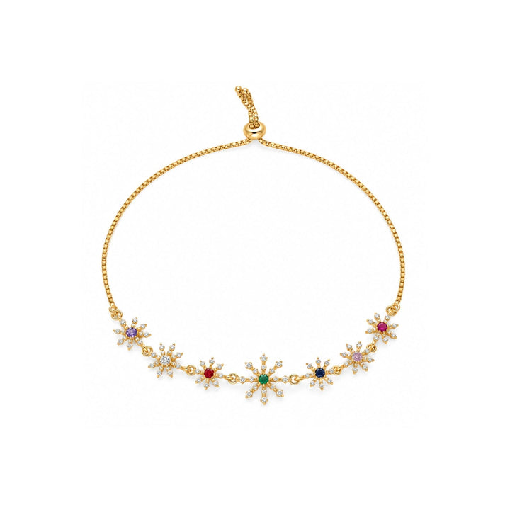 24kt Gold Plated 925 Pure Silver Patakha Multi-Gemstone Sparkler Slider Bracelet