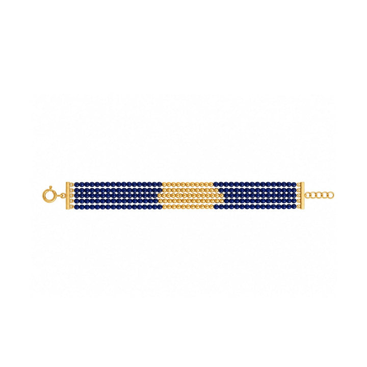 24kt Gold Plated 925 Pure Silver Patakha Sapphire Azure Multi-Strand Beaded Bracelet