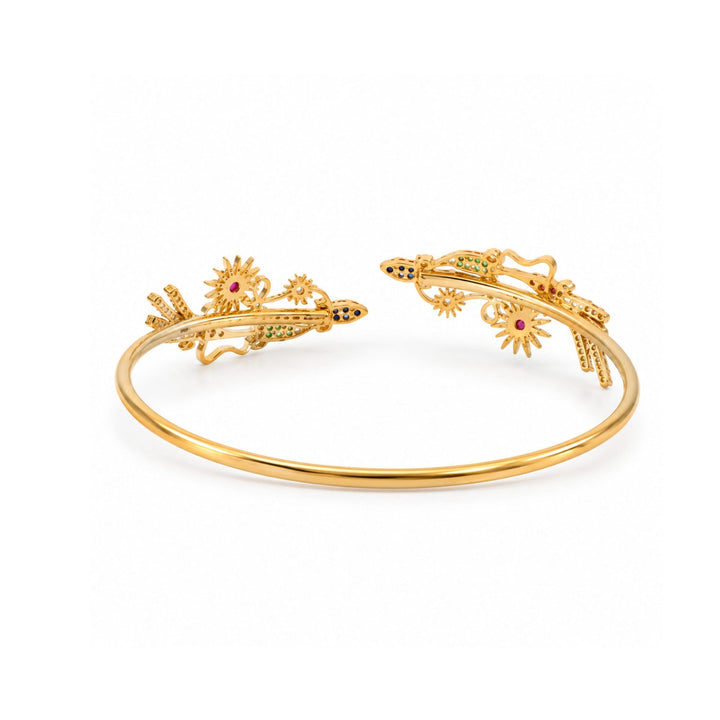 24kt Gold Plated 925 Pure Silver Patakha Fireworks Open Cuff Bangle