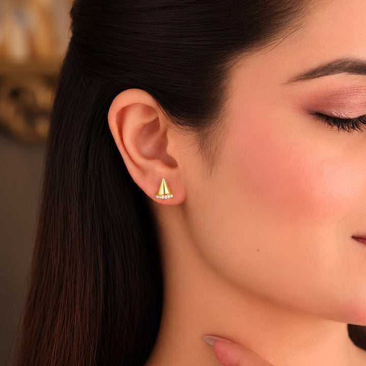 24kt Gold Plated 925 Pure Silver Rocket Rani Pearl Drop Earrings
