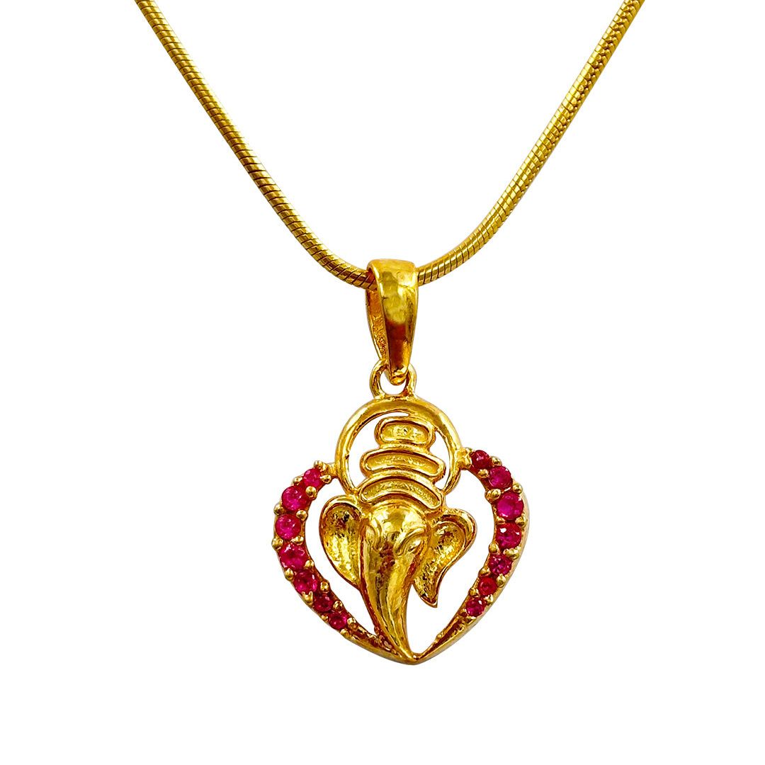 Sterling Silver Ganpati Heart Pendant and Chain