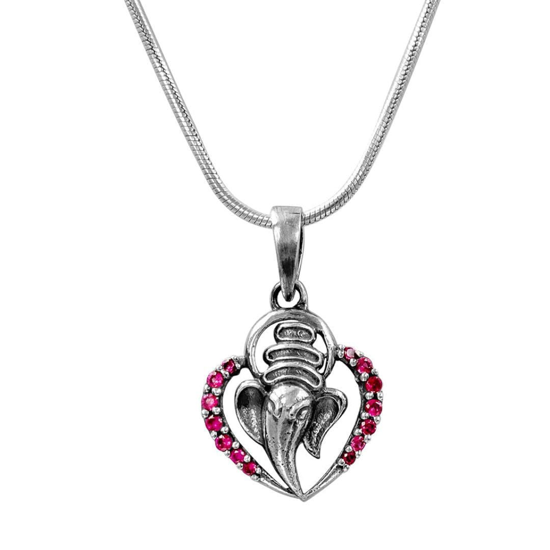 Sterling Silver Ganpati Heart Pendant and Chain